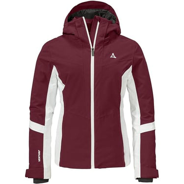 Schöffel Damen Ski Jacket Kanzelwand L, komfortable Skijacke mit 4-Wege-Stretch, wasserdichte und atmungsaktive Outdoorjacke mit Skiticket-Tasche, dark burgundy, 42 im Sale